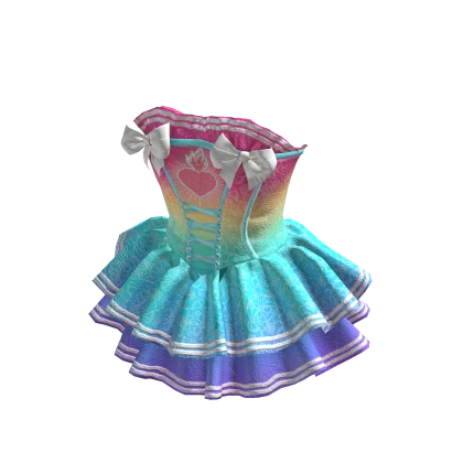 ✨ Royale Kawaii Corset Ruffle Rainbow Dress
