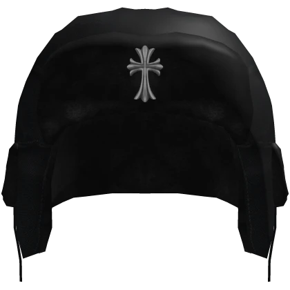 Black Y2K Cross Denim Fluffy Ushanka