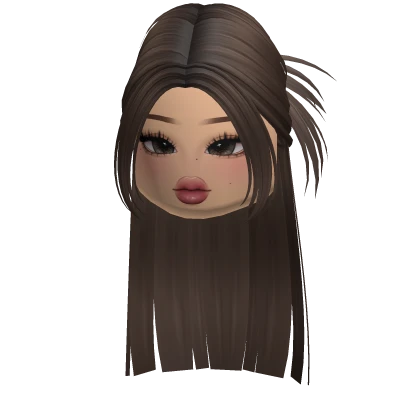 Y2K Long Straight Hair w/ Makeup (Brown)