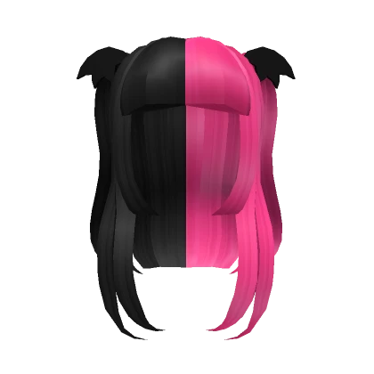 Split Black + Fuchsia Halloween Pigtails