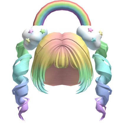 🌈 Decora Rainbow Pigtail Cloud Hair ☁️