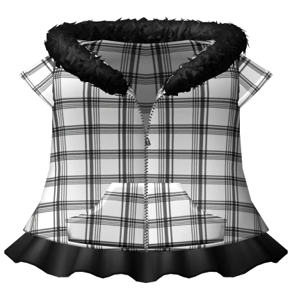 cute plaid hoodie & mini skirt 3.0 - white