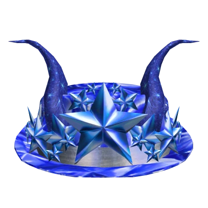 Blue Sparkle Time Fedora + Crown + Horns 💙