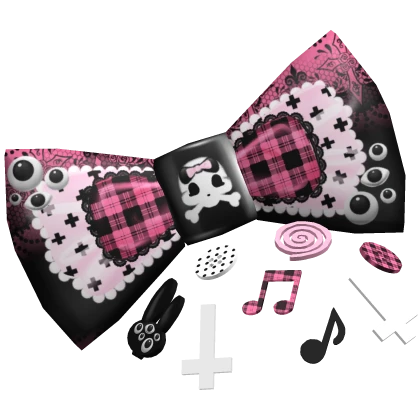 black pink goth decora scene charms bow hairclips