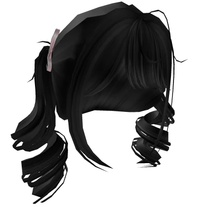 Black Short Curly Pigtails with Bows