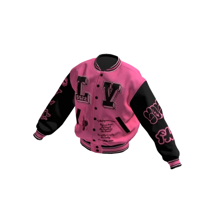 Louis Letterman Varsity Jacket - Pink/Black