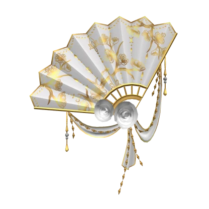 White/gold Fan with roses and charms