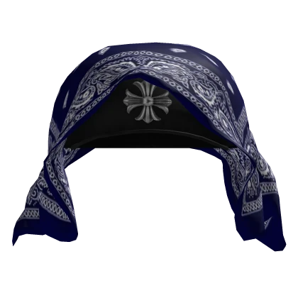 Black Chrome Fitted Cap w Blue Bandana