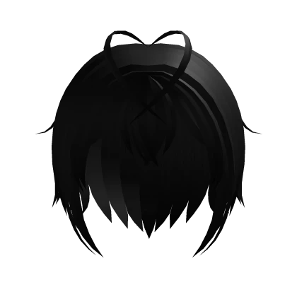 cute heart ahoge pixie cut hair in black ♡