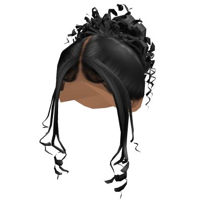 Lovely Curly Bun Black Sleek Hair [Tone 2]