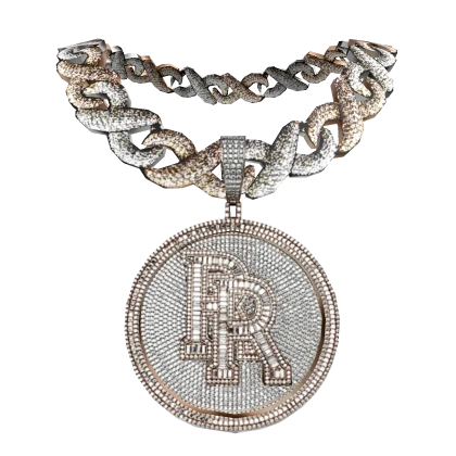 4.0 boy double R pendant iced out w infinity chain