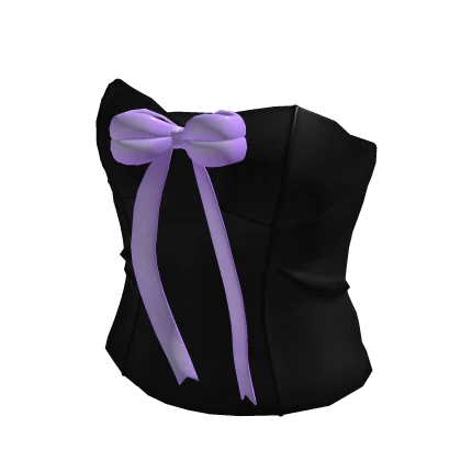 Black Classic Corset Top With Purple Bow Ribbon
