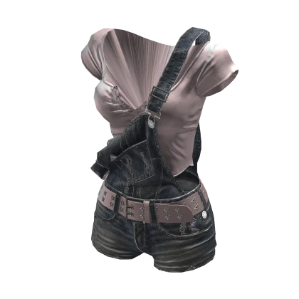 ♥y2k Overolls Shorts Pink♥