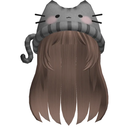 Cute Gray Cat Beanie Long Hair 🐱