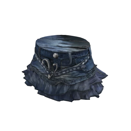 2000's Ruffled Denim Mini Skirt in Blue