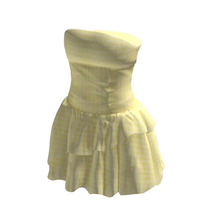 Yellow Knitted Stripped Ruffled Mini Dress