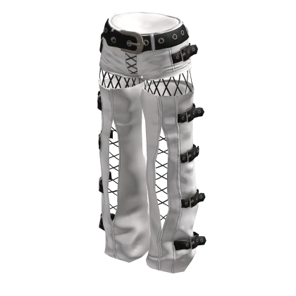 BB KPOP Baggy Strappy Pants White
