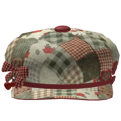 Green Red igary cottagecore cherry beret mori kei