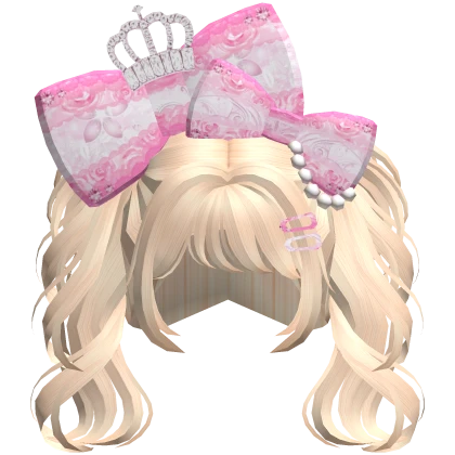 Gyaru Cute Blonde Messy Pigtails w Pink Bows
