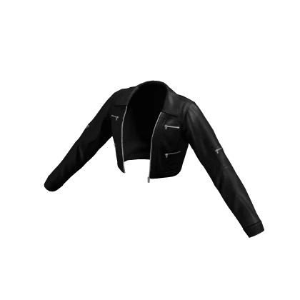Leather Jacket Black Crop Long Sleeve Warm Y2K