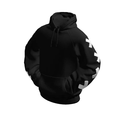 White Stitches Black Hoodie Posed