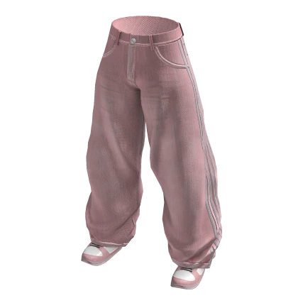 Baggy Pants With Stripes + Sneakers (Pink)