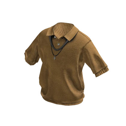 Buttoned Up Shirt W/ Chains (Orange)