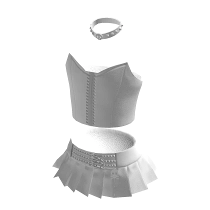 Halloween Goth Pleated White Skirt Skull Outfit