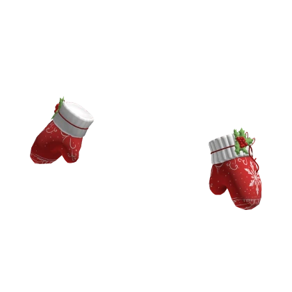 Christmas Winter Mittens Red w Mistletoe