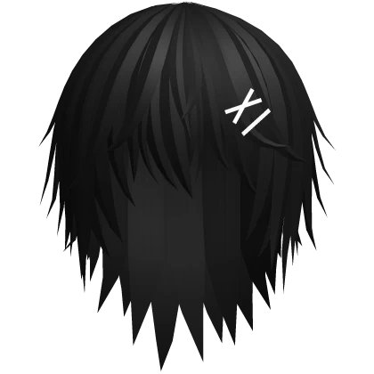 long vkei hair with clips in black