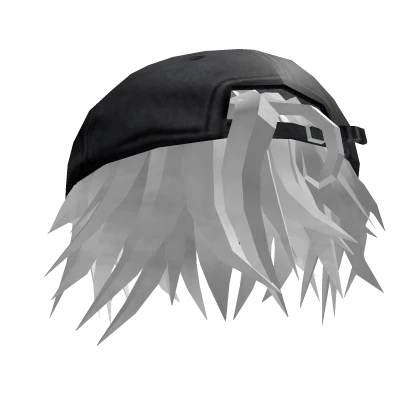 Messy Anime Boy Hair w Y2K Hat (White)