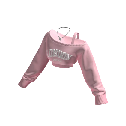 London Cropped Off Shoulder Shirt Pink Necklace