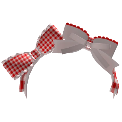 Red Plaided Double Bow Headband