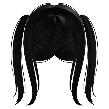 ୨୧ kawaii emo swept high pigtails in black