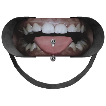 emo cheek retractor with pierced tongue