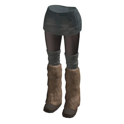 🍀Y2K Denim Skirt w Snow Boots