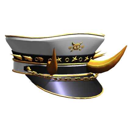 Gold Horns Captain Hat - White