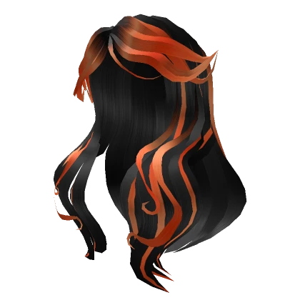 Black - Orange Streaks Aesthetic Floof Wavy Hair