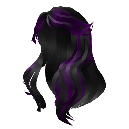 Black - Purple Streaks Aesthetic Floof Wavy Hair