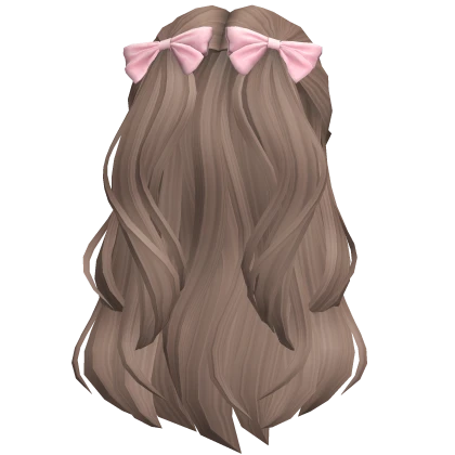 Flowy Half Up Hair /w Bows (Milktea)