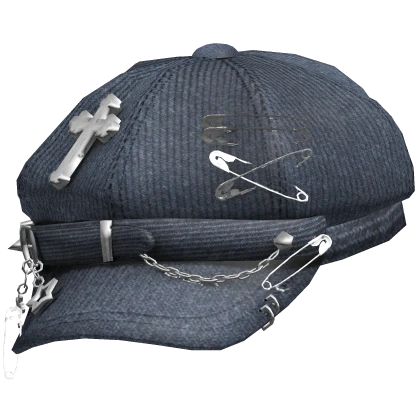 Sideswept Pierced Y2K Punk Cap (Blue)