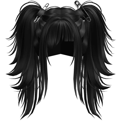 Black Rock Star Emo Spiky Messy Pigtails