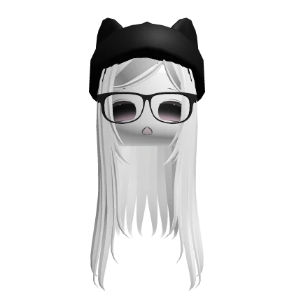 ♡ straight long moe face cat hair (white) 