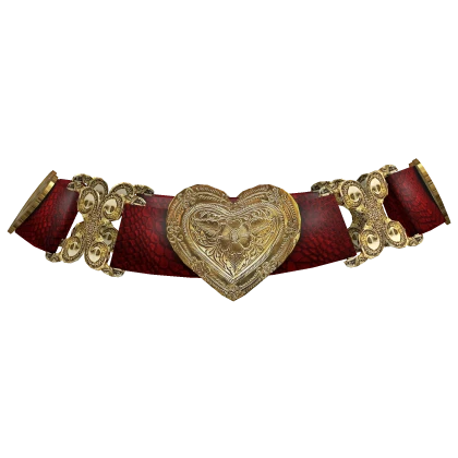 Red Vintage Chunky Gold Heart Belt