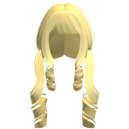 Cute Kawaii Long Swirly Pigtails in Light Yellow