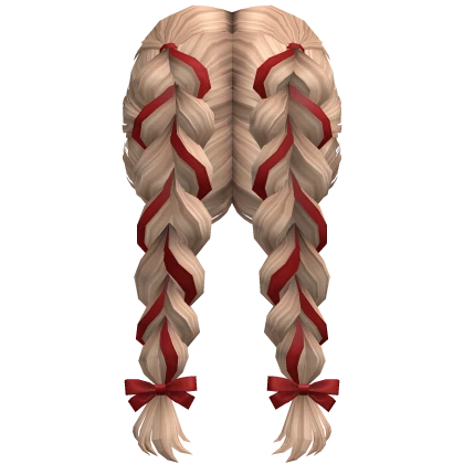 Double Heart Braids w/ Red Christmas Bows (blonde)