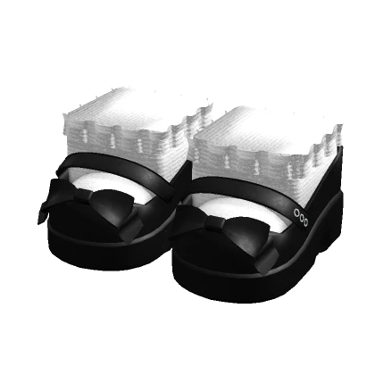 Black Platform Doll Shoes With Frilly Socks
