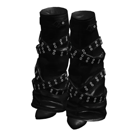 Y2K Black Denim Leg Belt Warmers w/ Boots 🫐