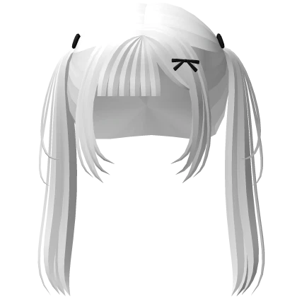 ♡ cutecore coquette long pigtail w/ ribbon white