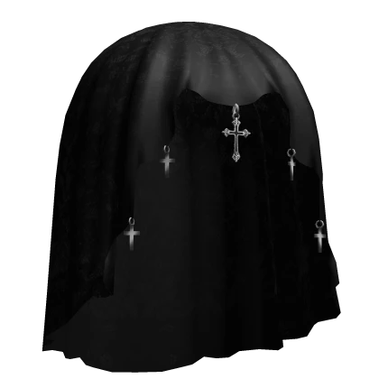 gothic lace veil w cross pendants black